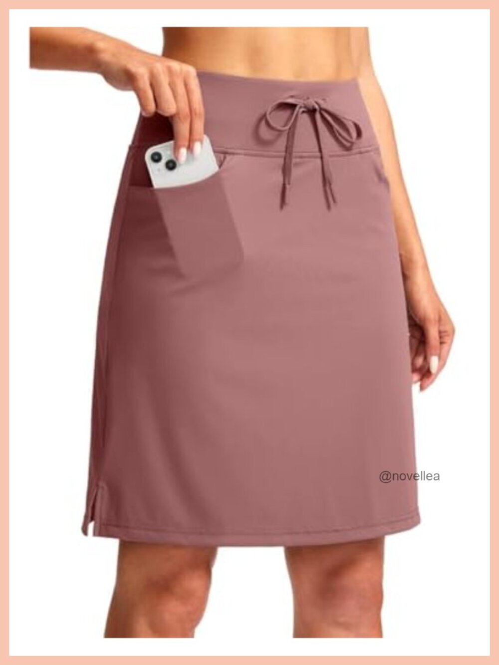 Women's 20" Knee Length Skort 6 Pockets High Waisted Drawstring Athletic Golf